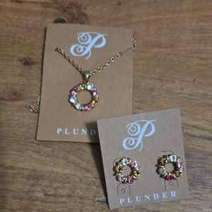 Plunder Gold Necklace with Pink and White Accents